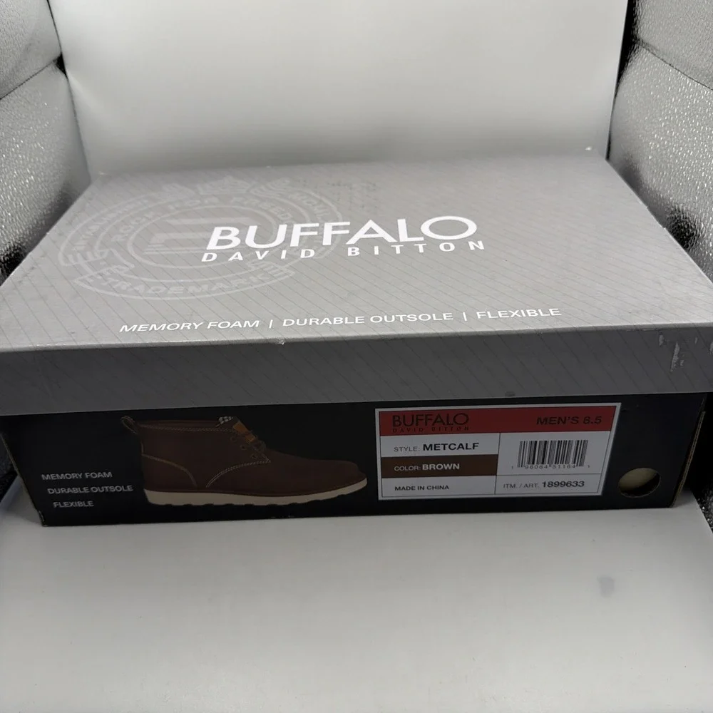 Buffalo David Bitton Metcalf Boots Men's Brown Lace Up Memory Foam Comfort - 8.5
